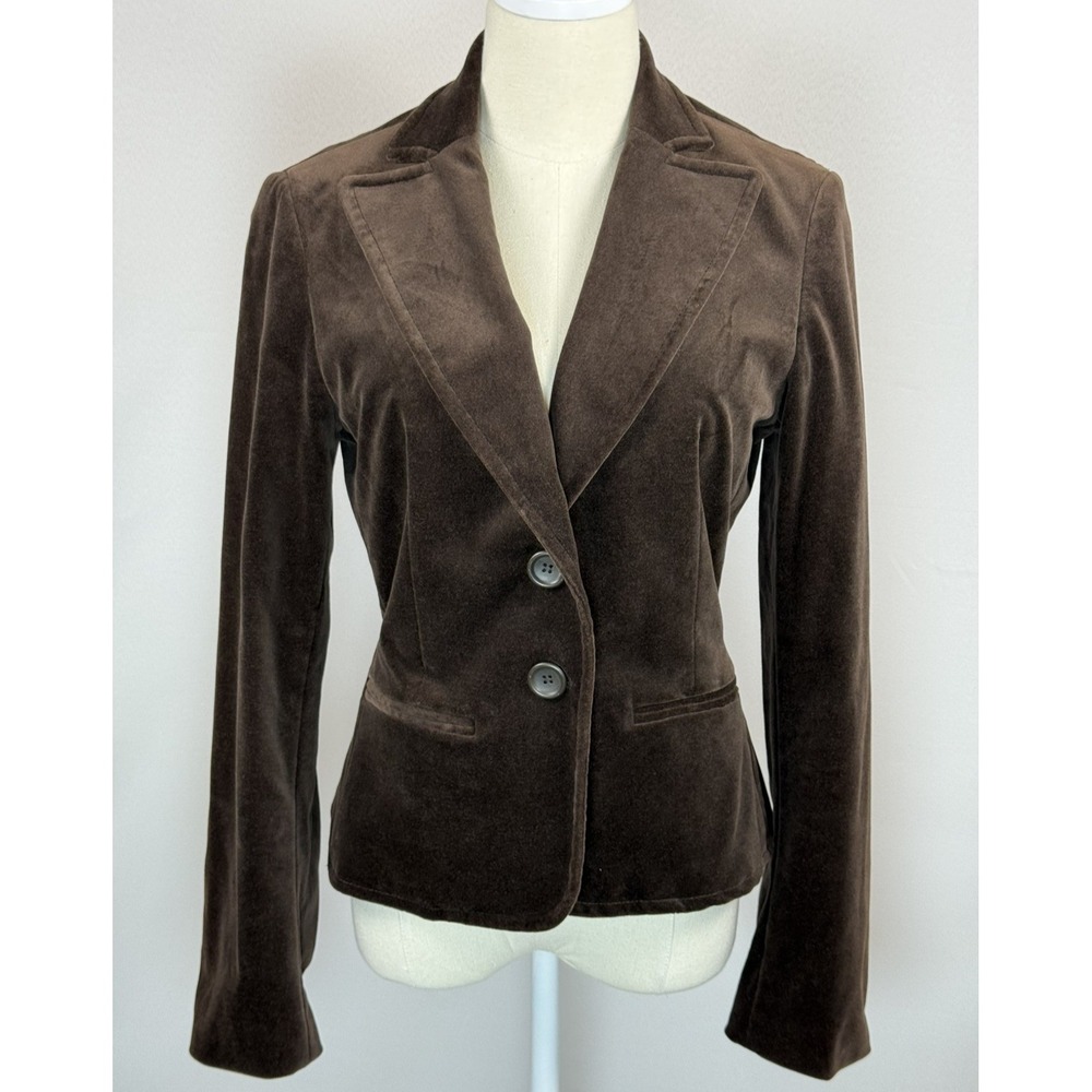Express Design Women' Brown Velvet Blazer Jacket Two Button Size 6